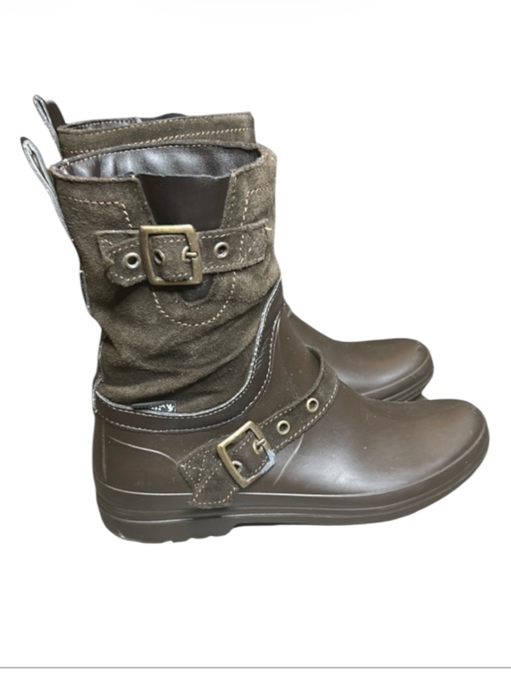 Santana Canada Waterproof Boots Cayley Suede / Rubber Brown Rain Boots Size 8